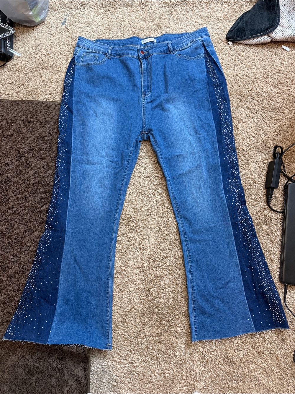Rose gals 3xl Blue Embellished Side-Panel Women’s Jeans stretchy material